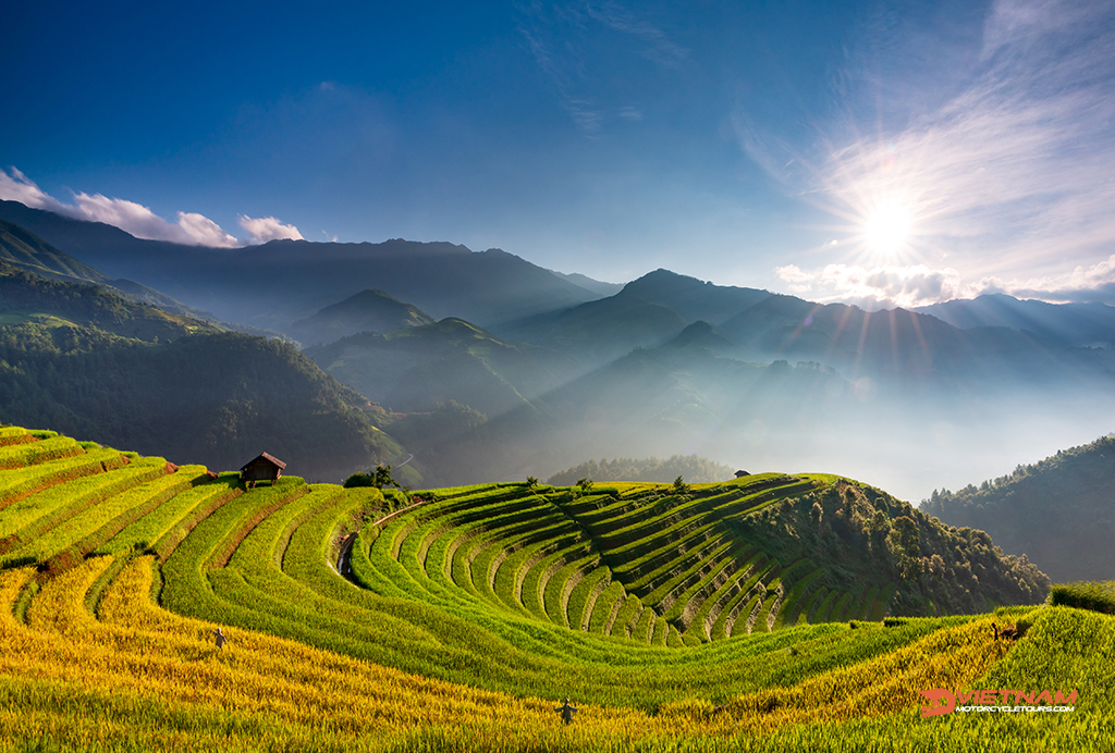 Vietnam Destinations sunset over terraced rice field with lens flares 2021 08 29 09 40 33 utc copy