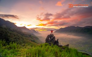 Beautiful sunrise in a high mountain in Sapa