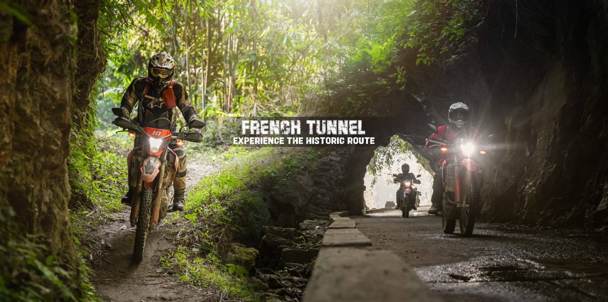 Exploring a historical French war tunnel during a Vietnam motorbike adventure - Motorbike Tour VietnamBikers